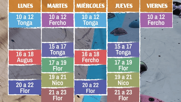 Horarios escalada